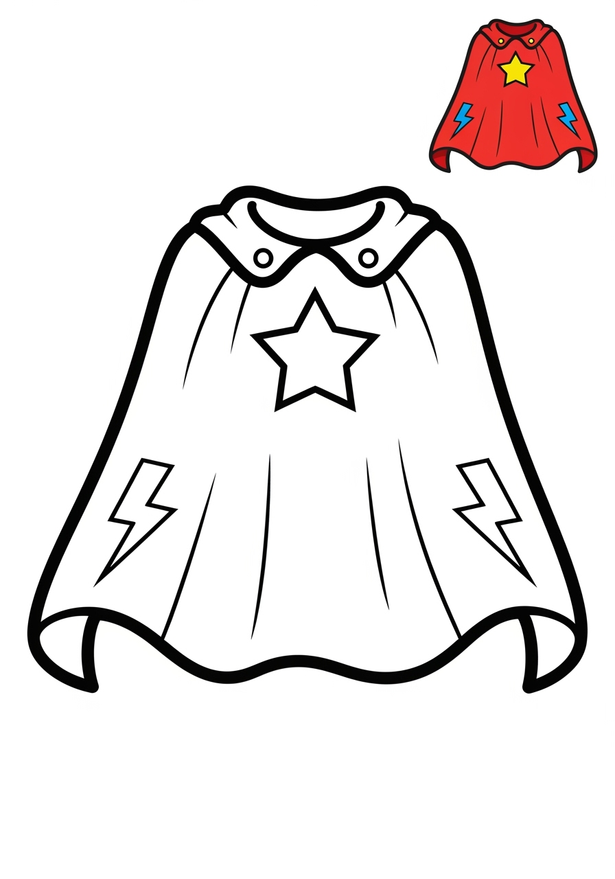 easy clothing and accessories Seasonal Wear cape kids coloring page 1