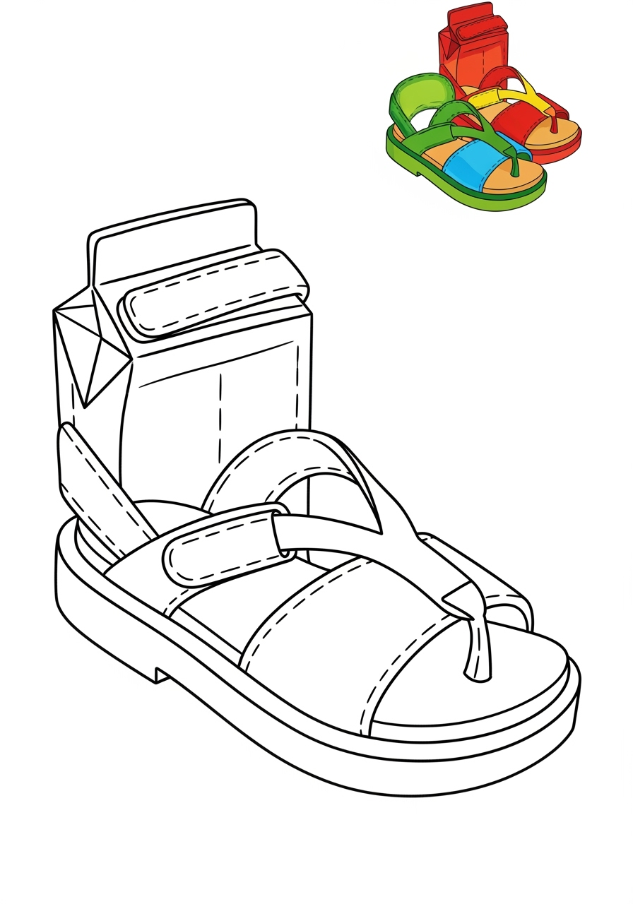 easy clothing and accessories Seasonal Wear sandals kids coloring page 0