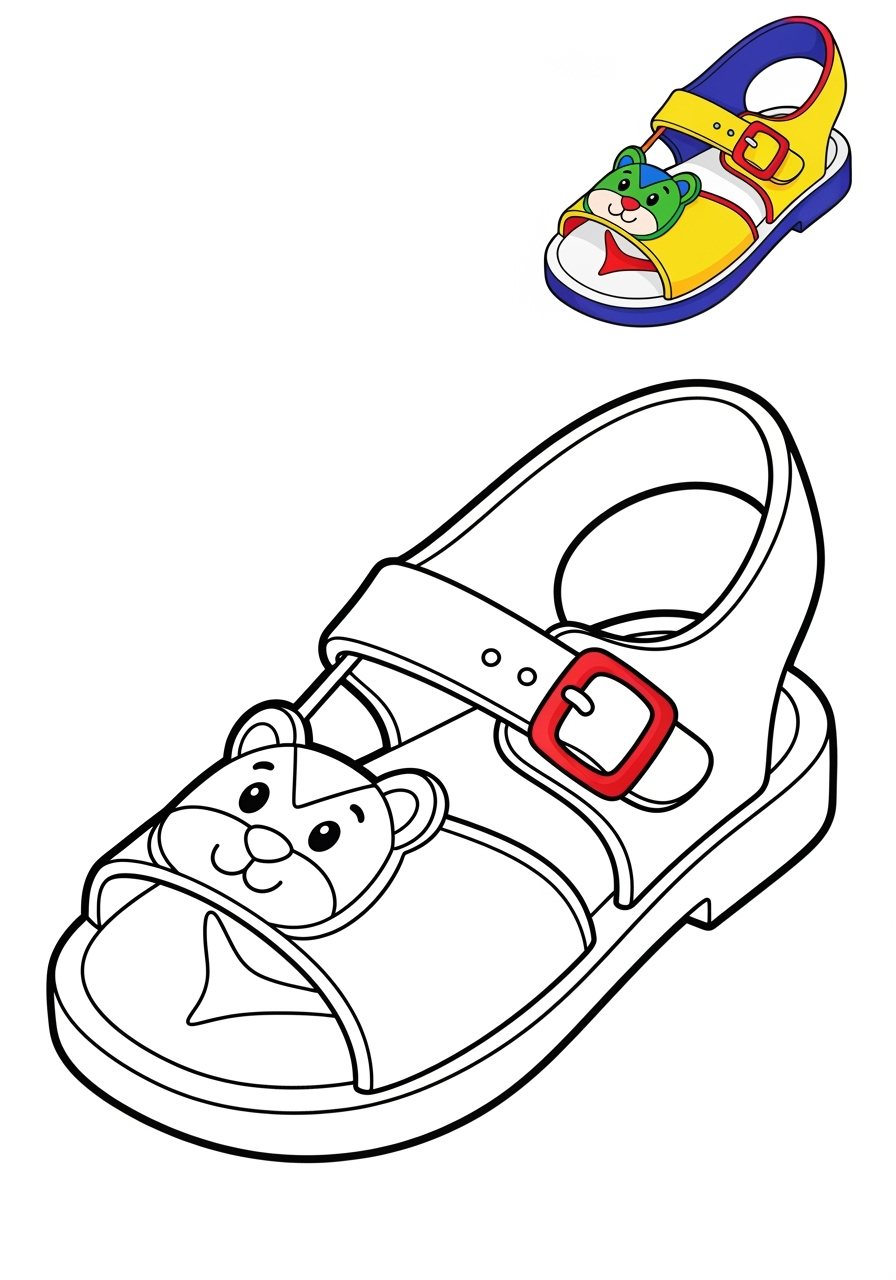 easy clothing and accessories Seasonal Wear sandals kids coloring page 1