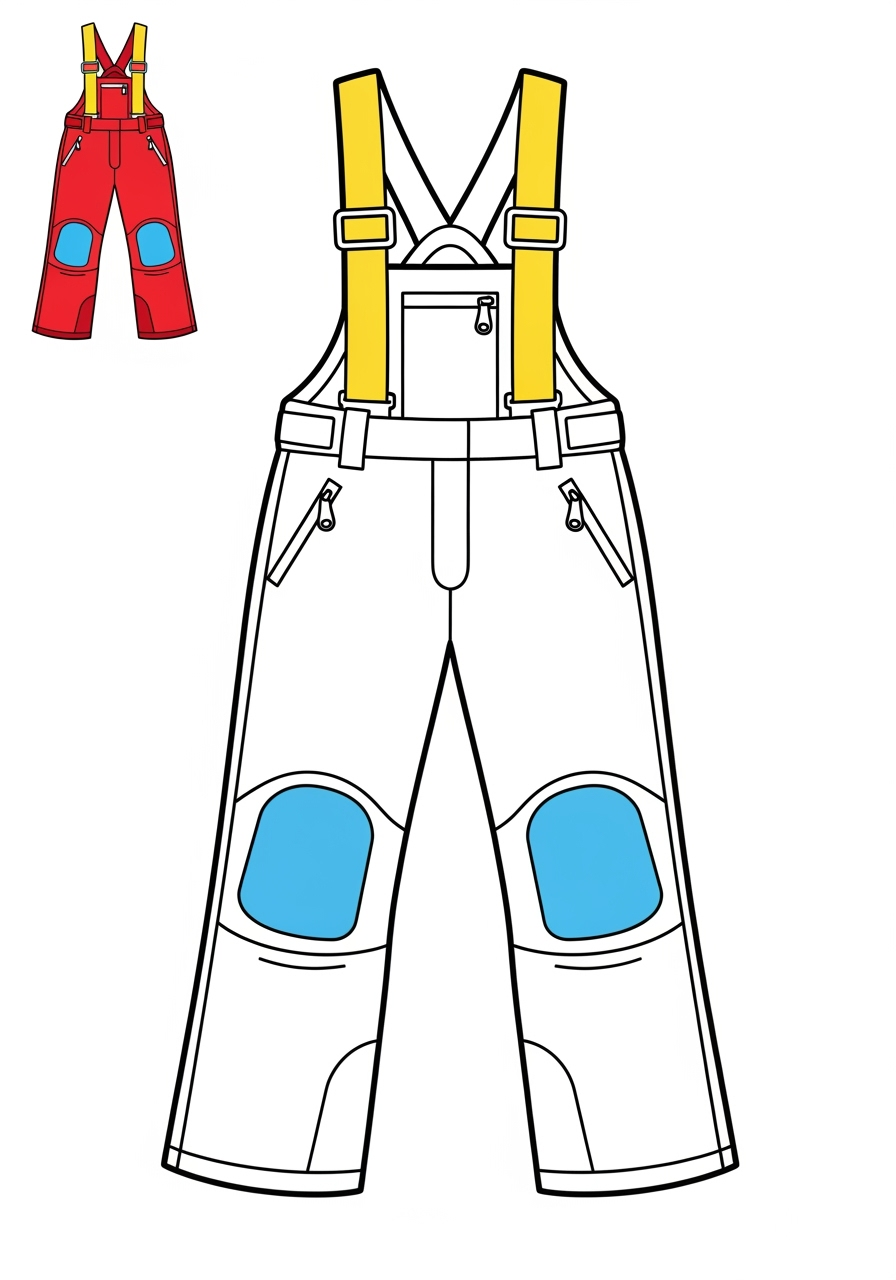 easy clothing and accessories Seasonal Wear snow pants kids coloring page 0