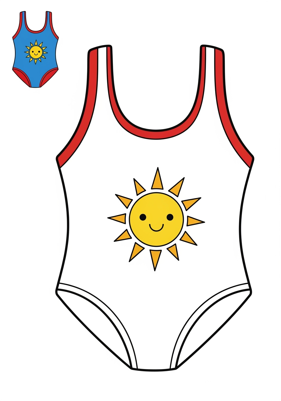 easy clothing and accessories Seasonal Wear swimsuit kids coloring page 0