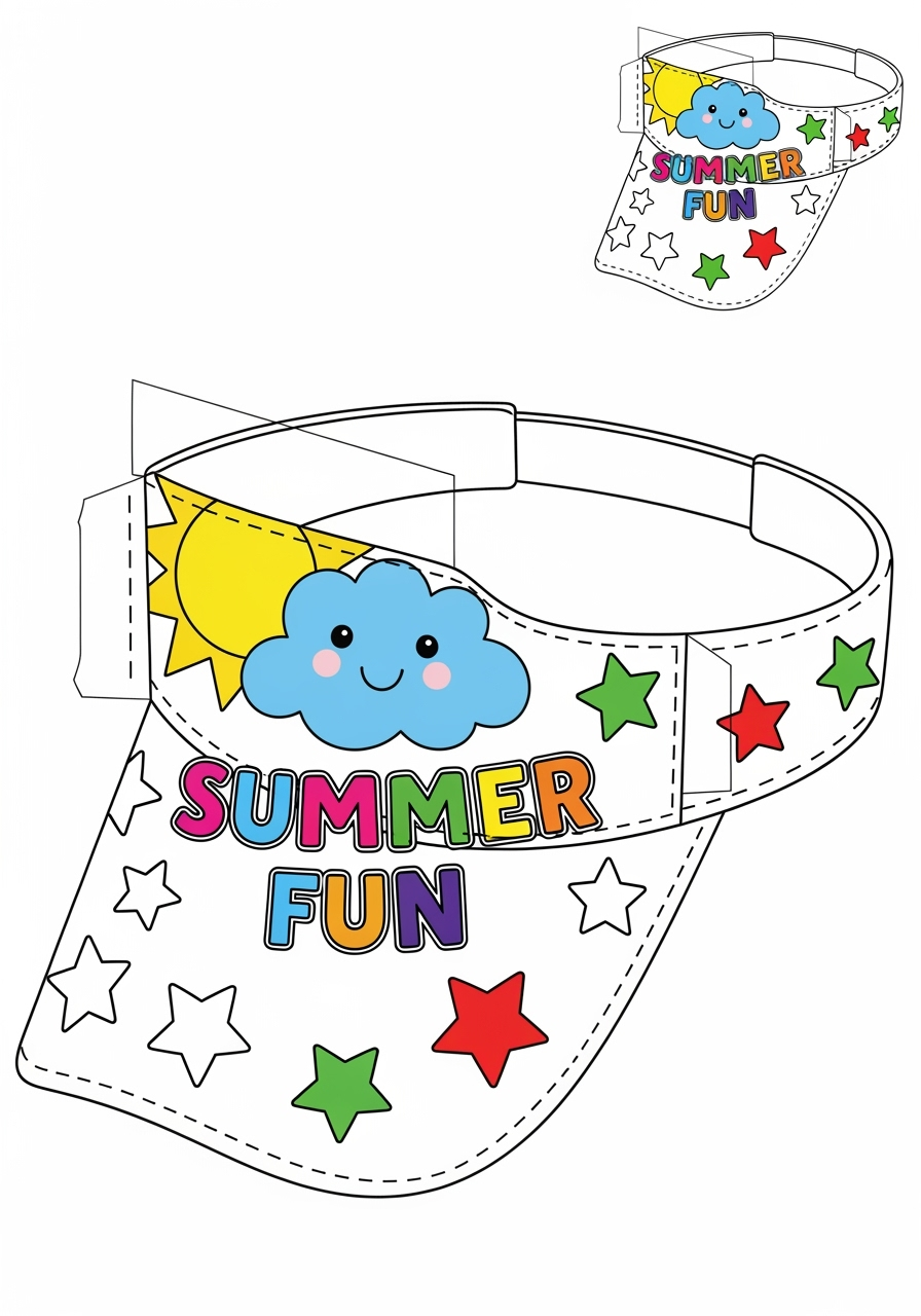easy clothing and accessories Seasonal Wear visor kids coloring page 0