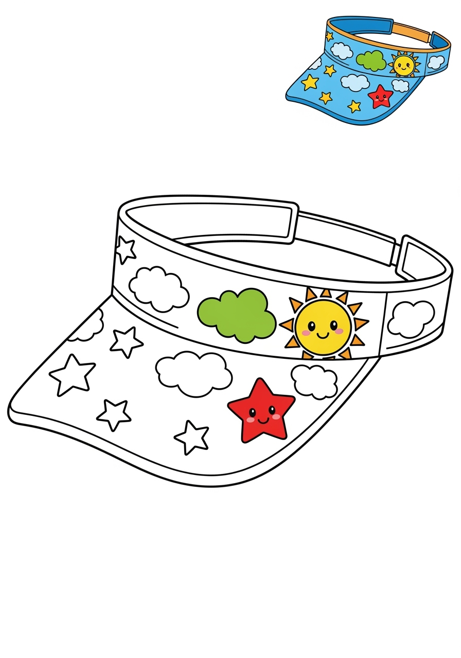 easy clothing and accessories Seasonal Wear visor kids coloring page 1