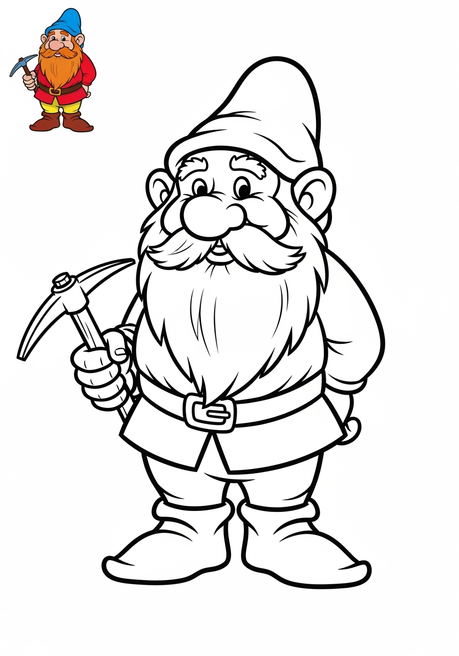 easy fantasy and fairy tales Personajes dwarf kids coloring page 0