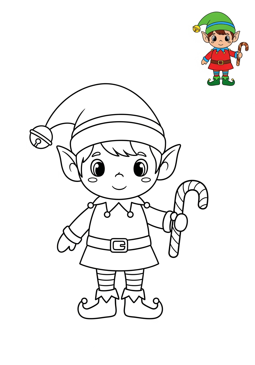 easy fantasy and fairy tales Personajes elf kids coloring page 0