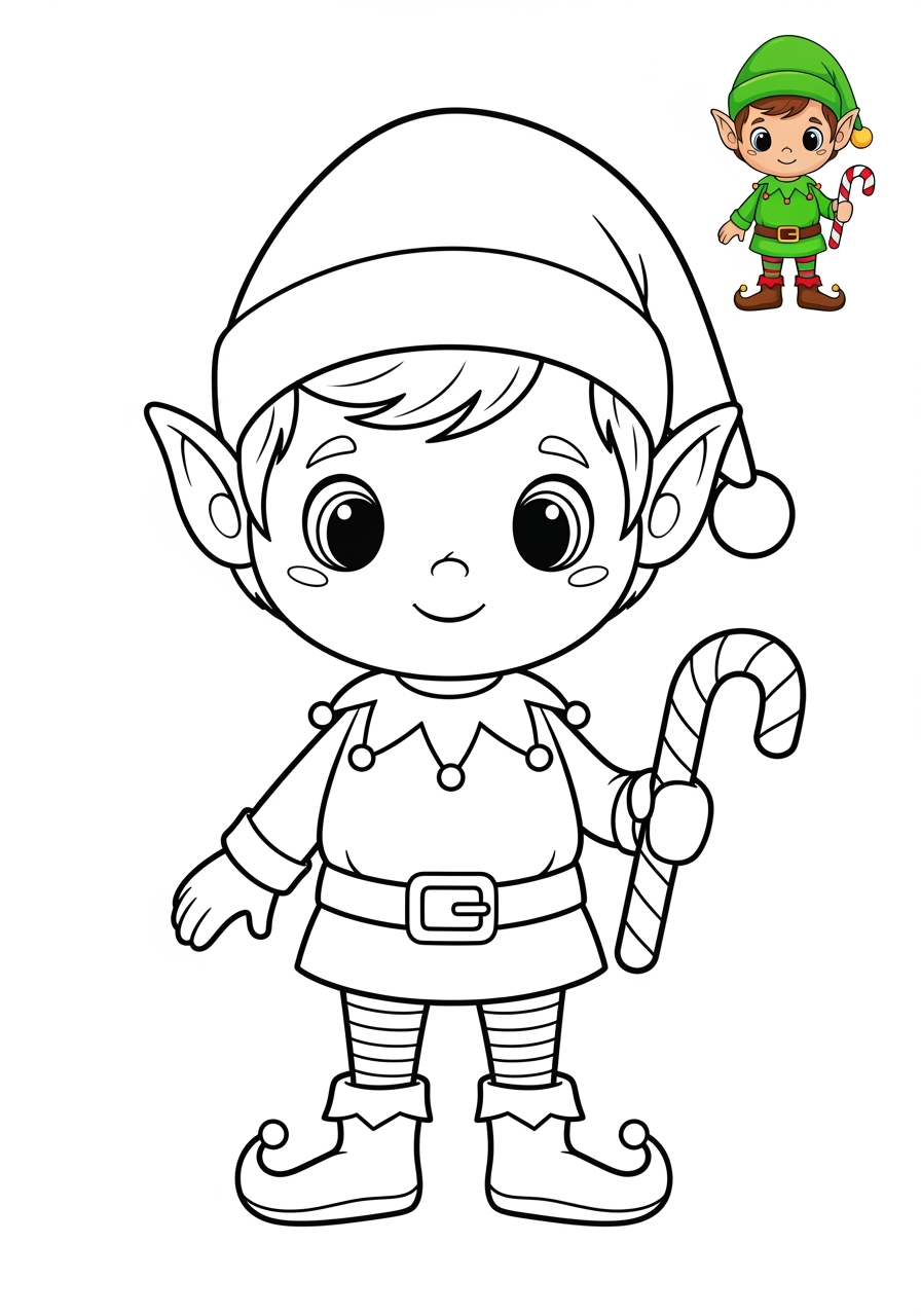easy fantasy and fairy tales Personajes elf kids coloring page 1