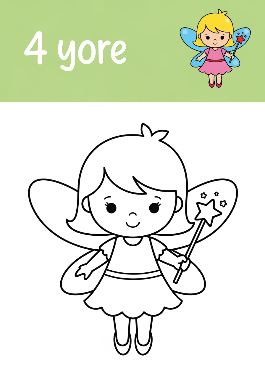 easy fantasy and fairy tales Personajes fairy kids coloring page 0