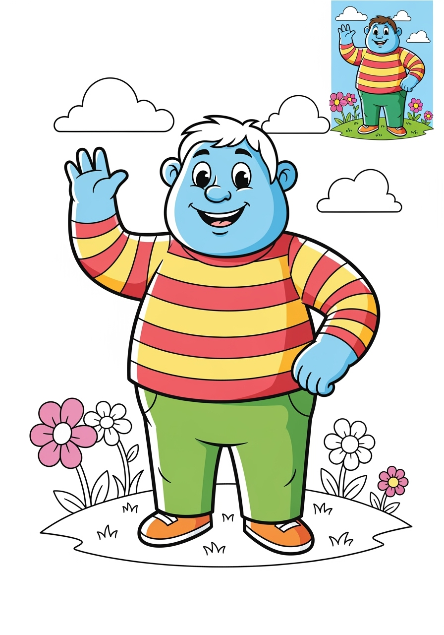 easy fantasy and fairy tales Personajes giant kids coloring page 1