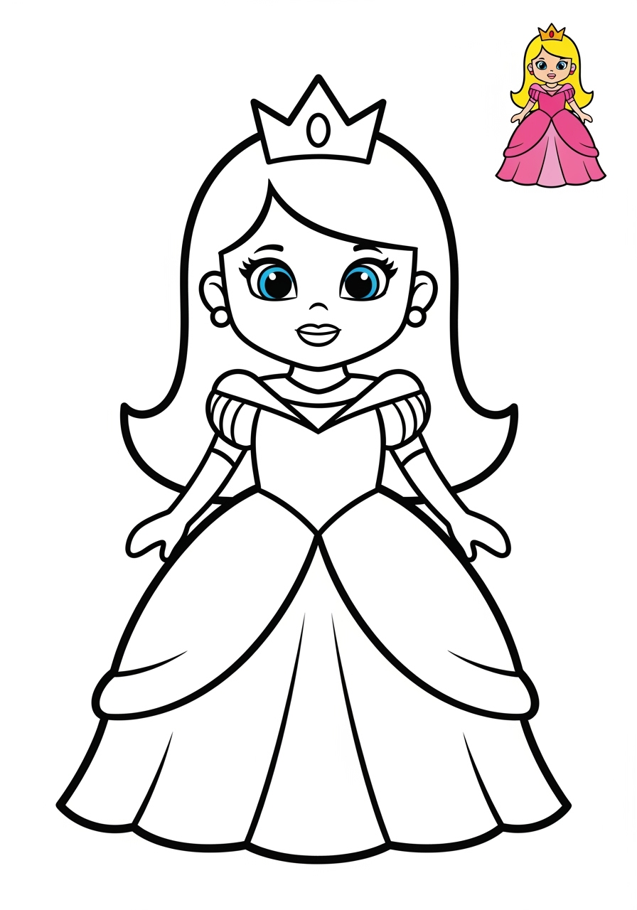 easy fantasy and fairy tales Personajes princess kids coloring page 1