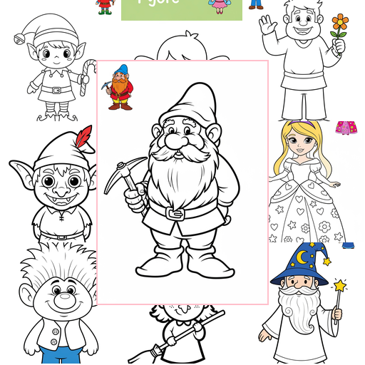 Easy Fantasy and Fairy Tales Characters Coloring Sheets Collections Thumbnail