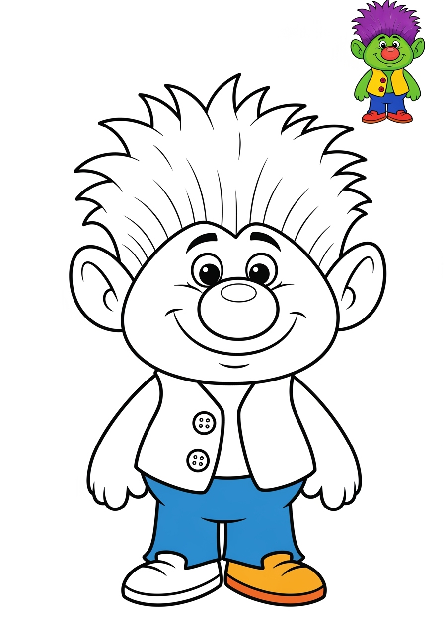 easy fantasy and fairy tales Personajes troll kids coloring page 0