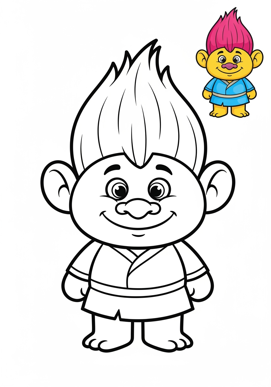 easy fantasy and fairy tales Personajes troll kids coloring page 1