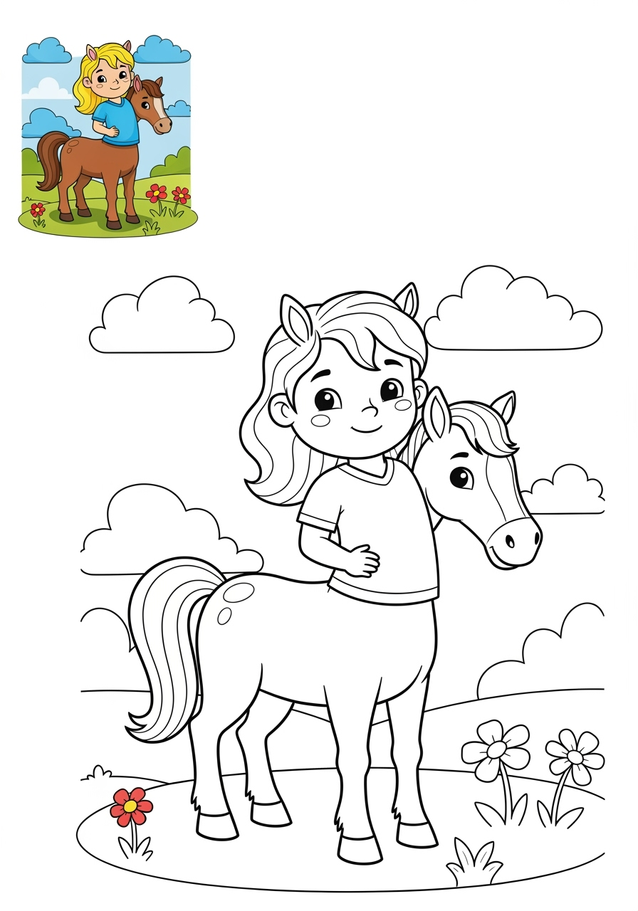 easy fantasy and fairy tales Sinh Vật centaur kids coloring page 0