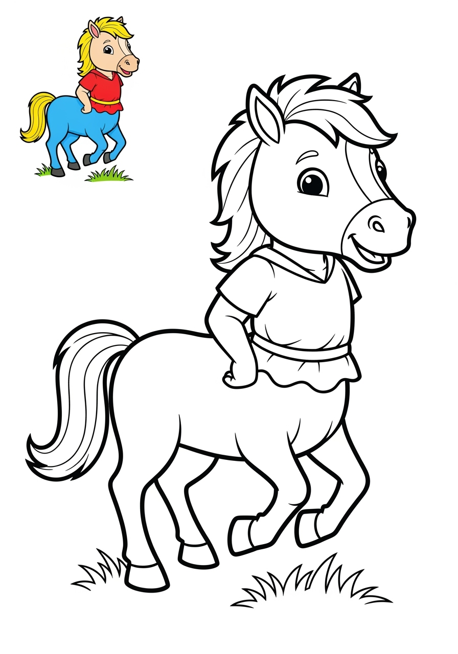 easy fantasy and fairy tales Sinh Vật centaur kids coloring page 1