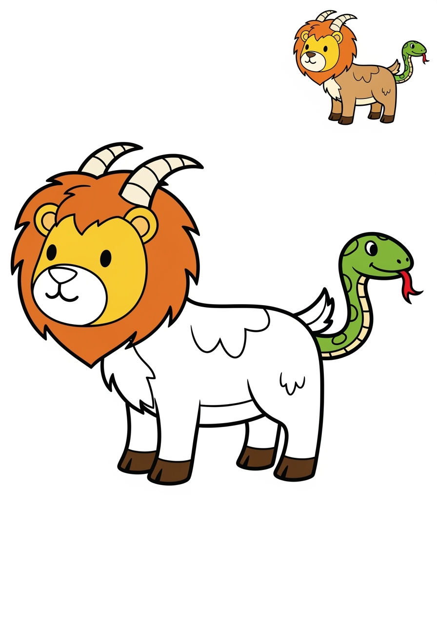 easy fantasy and fairy tales Sinh Vật chimera kids coloring page 0