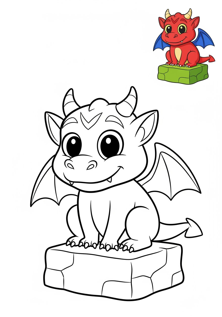 easy fantasy and fairy tales Sinh Vật gargoyle kids coloring page 0