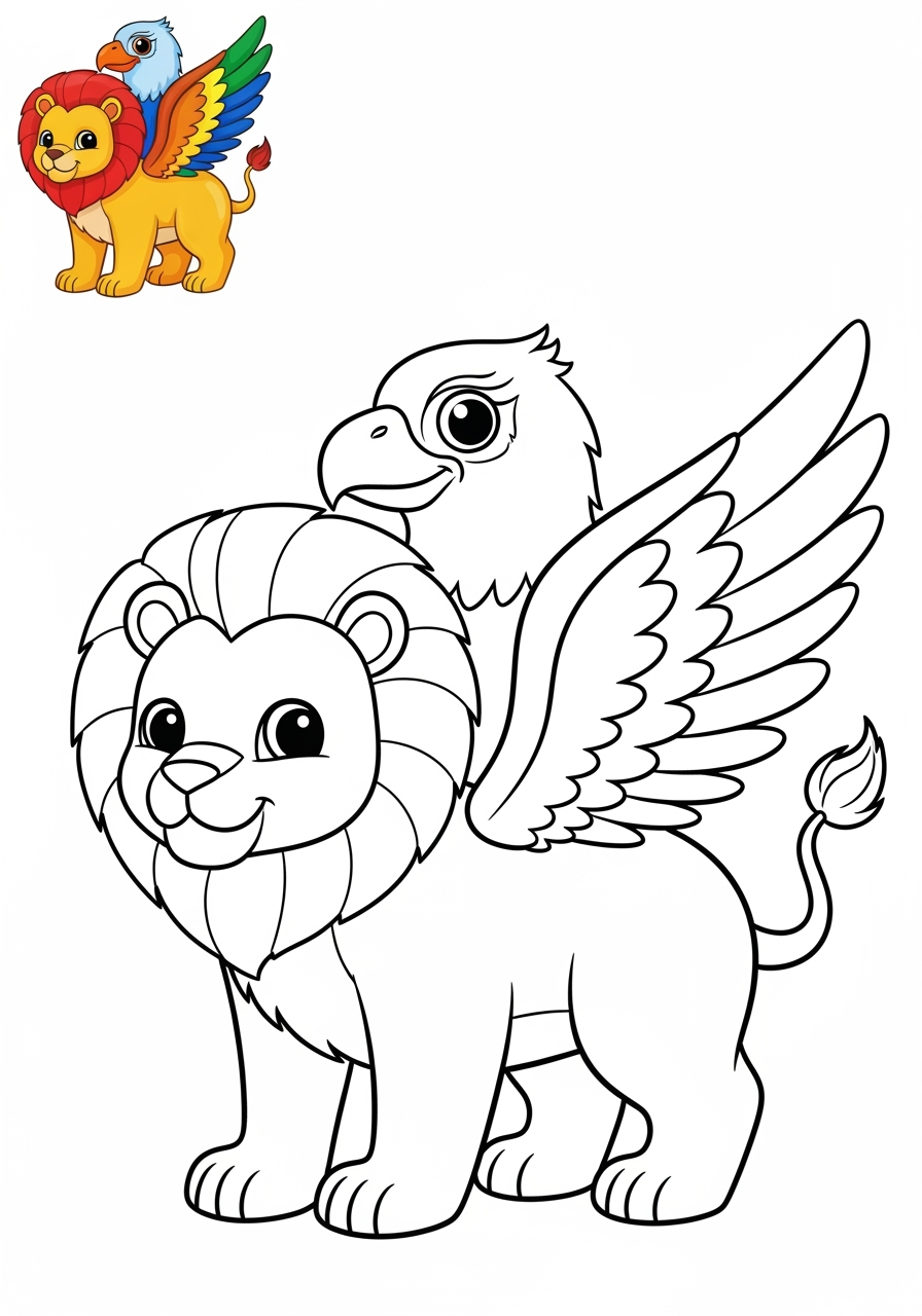 easy fantasy and fairy tales Sinh Vật griffin kids coloring page 1