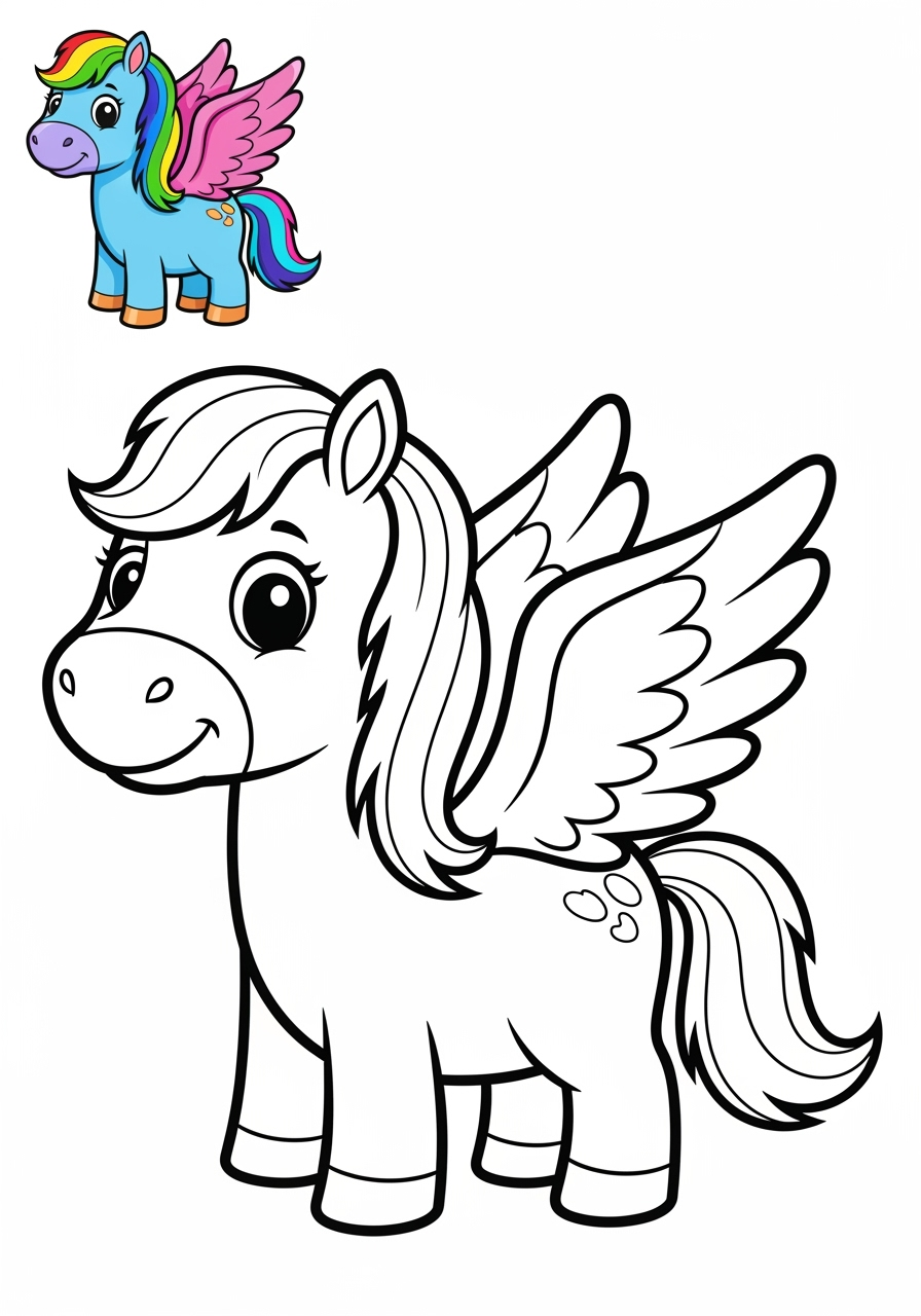 easy fantasy and fairy tales Sinh Vật pegasus kids coloring page 0