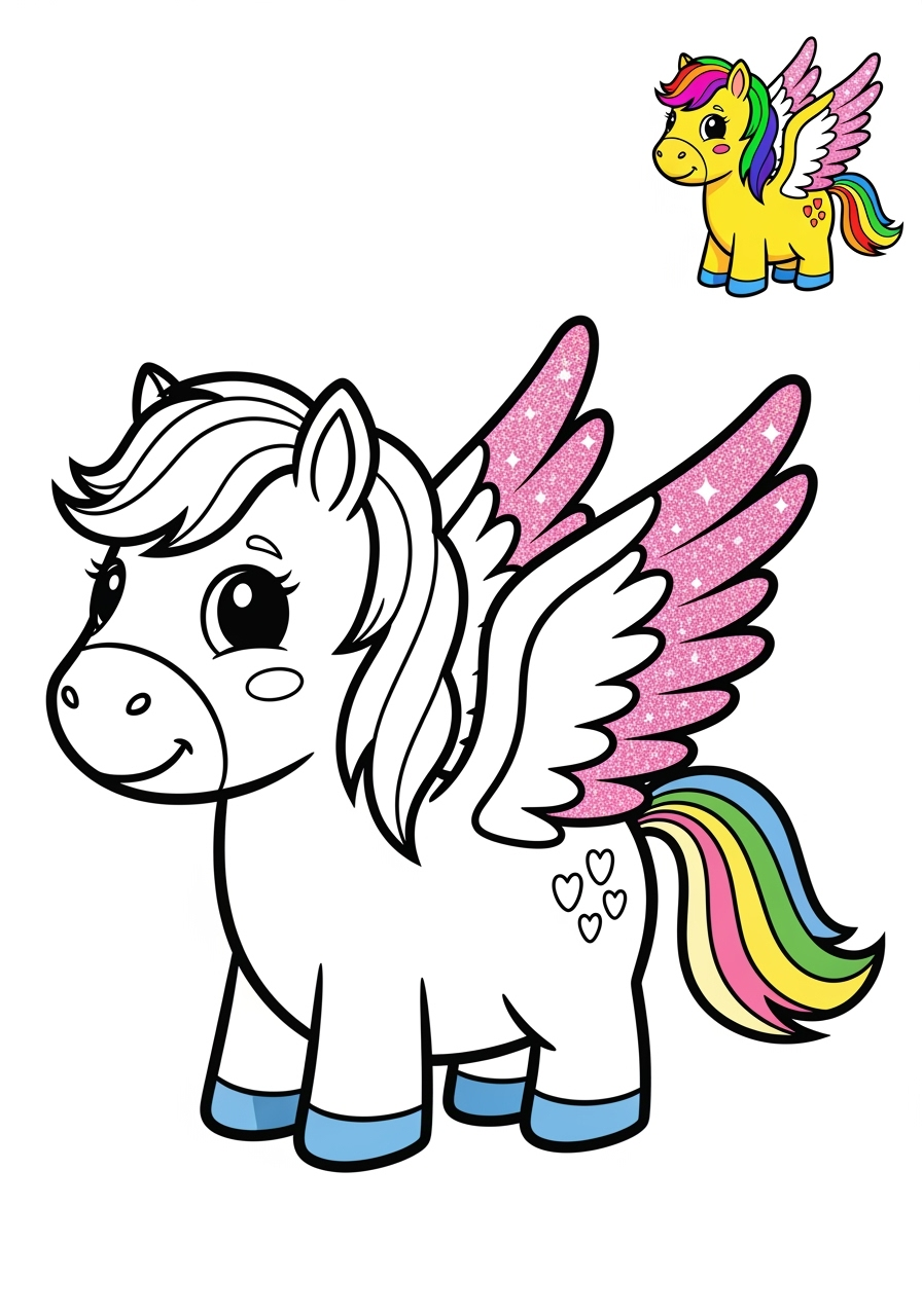 easy fantasy and fairy tales Sinh Vật pegasus kids coloring page 1