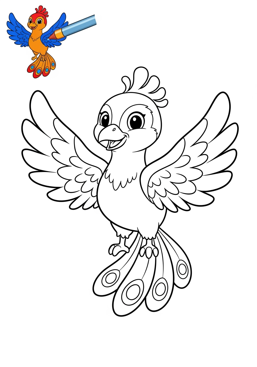 easy fantasy and fairy tales Sinh Vật phoenix kids coloring page 0