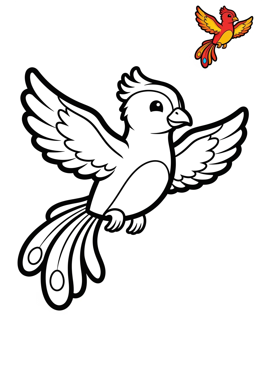 easy fantasy and fairy tales Sinh Vật phoenix kids coloring page 1