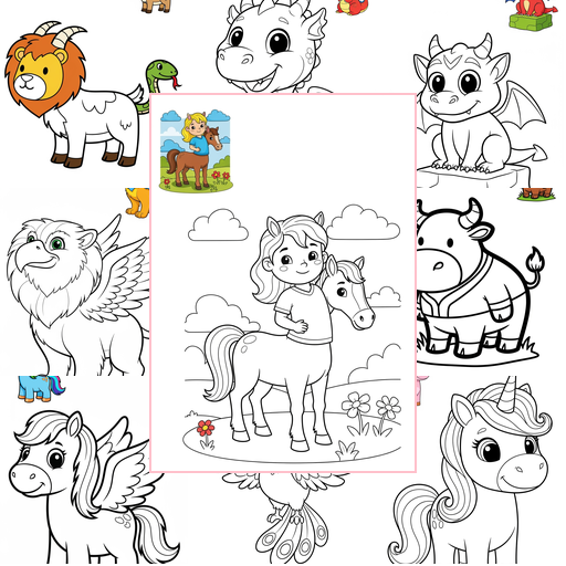 Easy Fantasy and Fairy Tales Creatures Coloring Sheets Collections Thumbnail