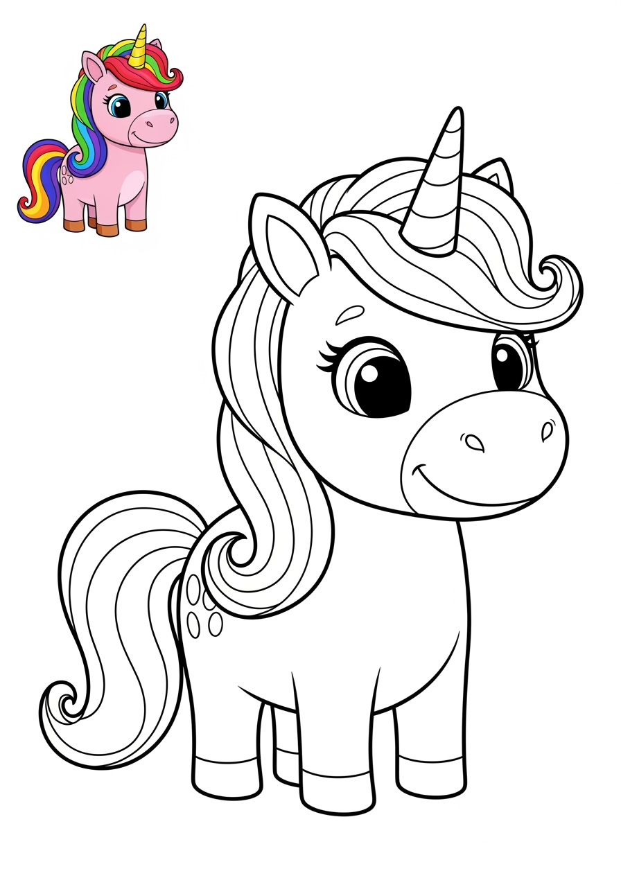 easy fantasy and fairy tales Sinh Vật unicorn kids coloring page 0