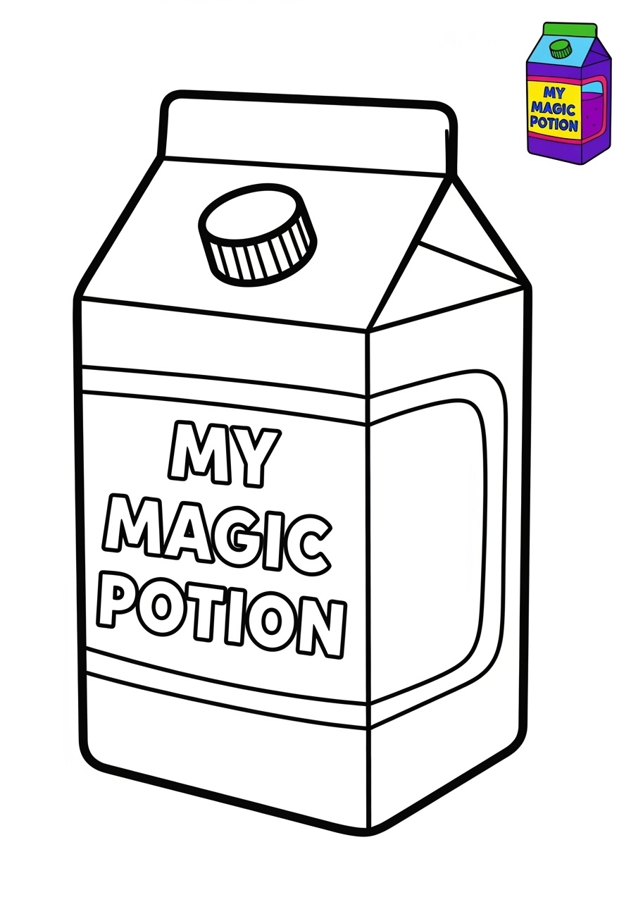 easy fantasy and fairy tales Magic & Objects potion kids coloring page 1