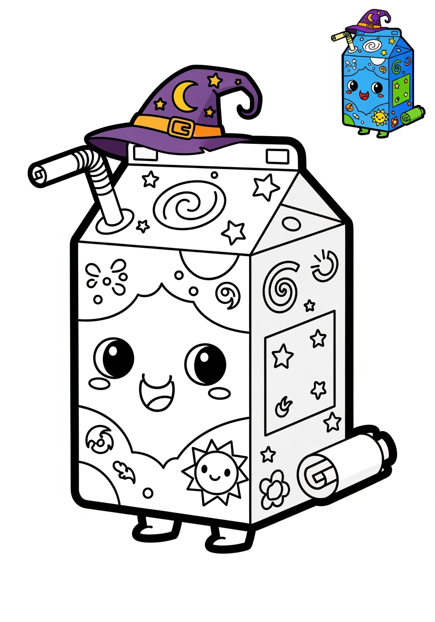 easy fantasy and fairy tales Magic & Objects spell book kids coloring page 1