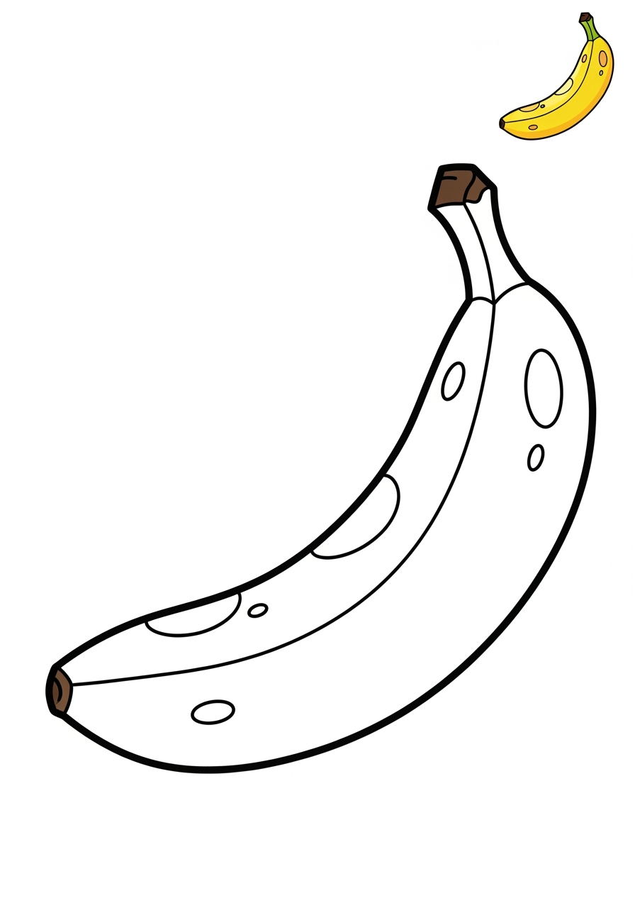 easy food and treats Fruits banana kids coloring page 0