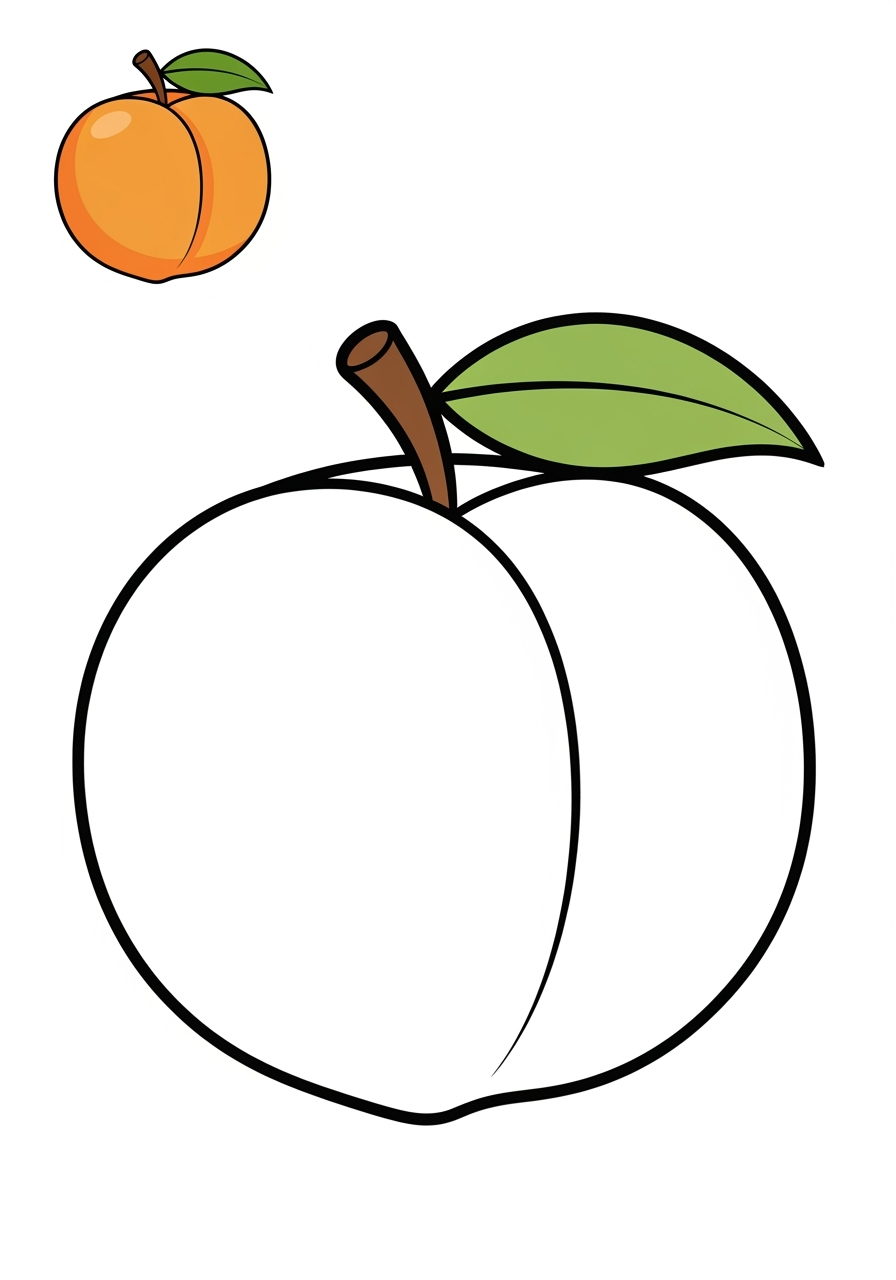 easy food and treats Fruits peach kids coloring page 0