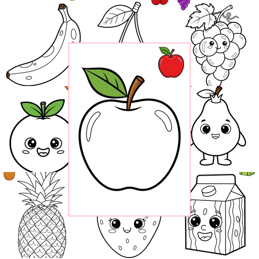 Easy Food and Treats Fruits Coloring Sheets Collections Thumbnail