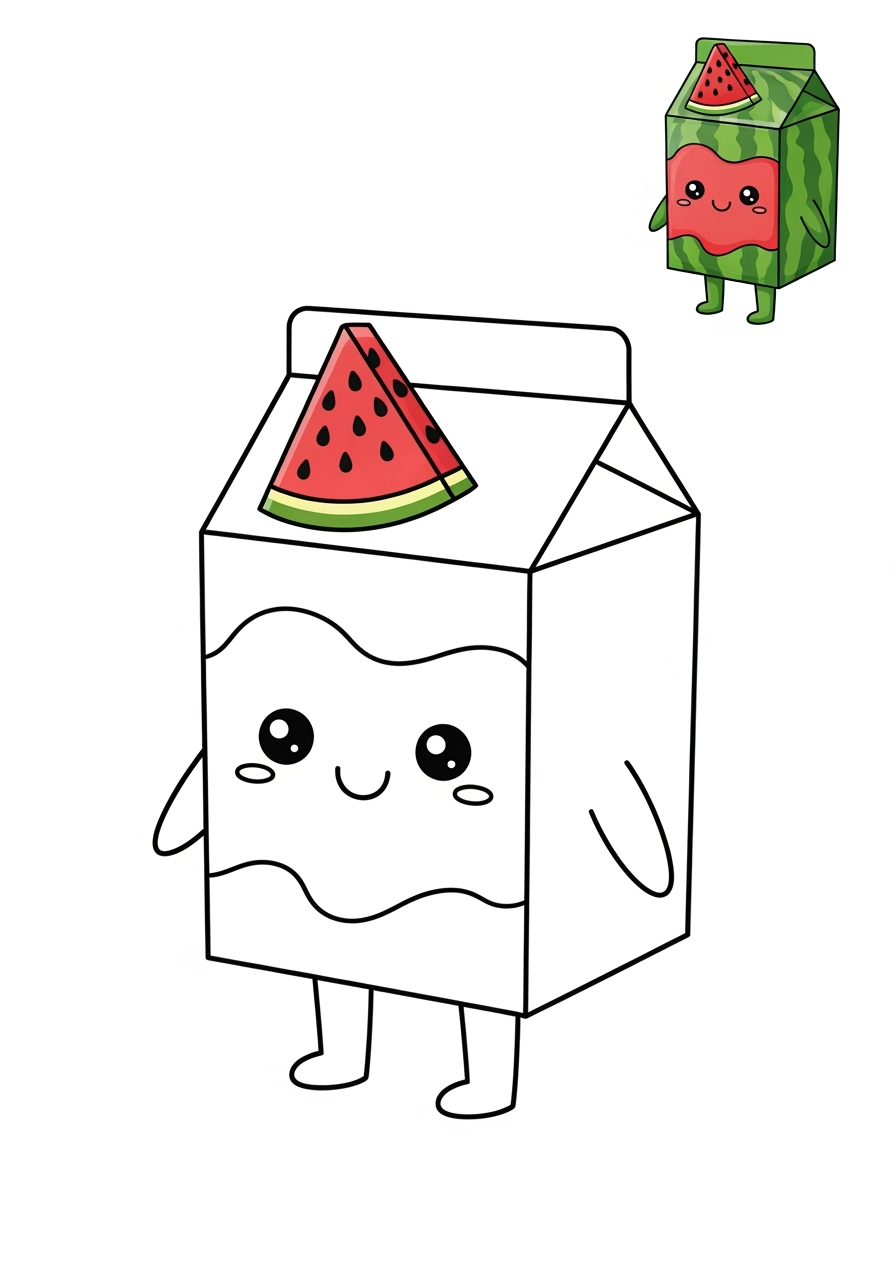 easy food and treats Fruits watermelon kids coloring page 1