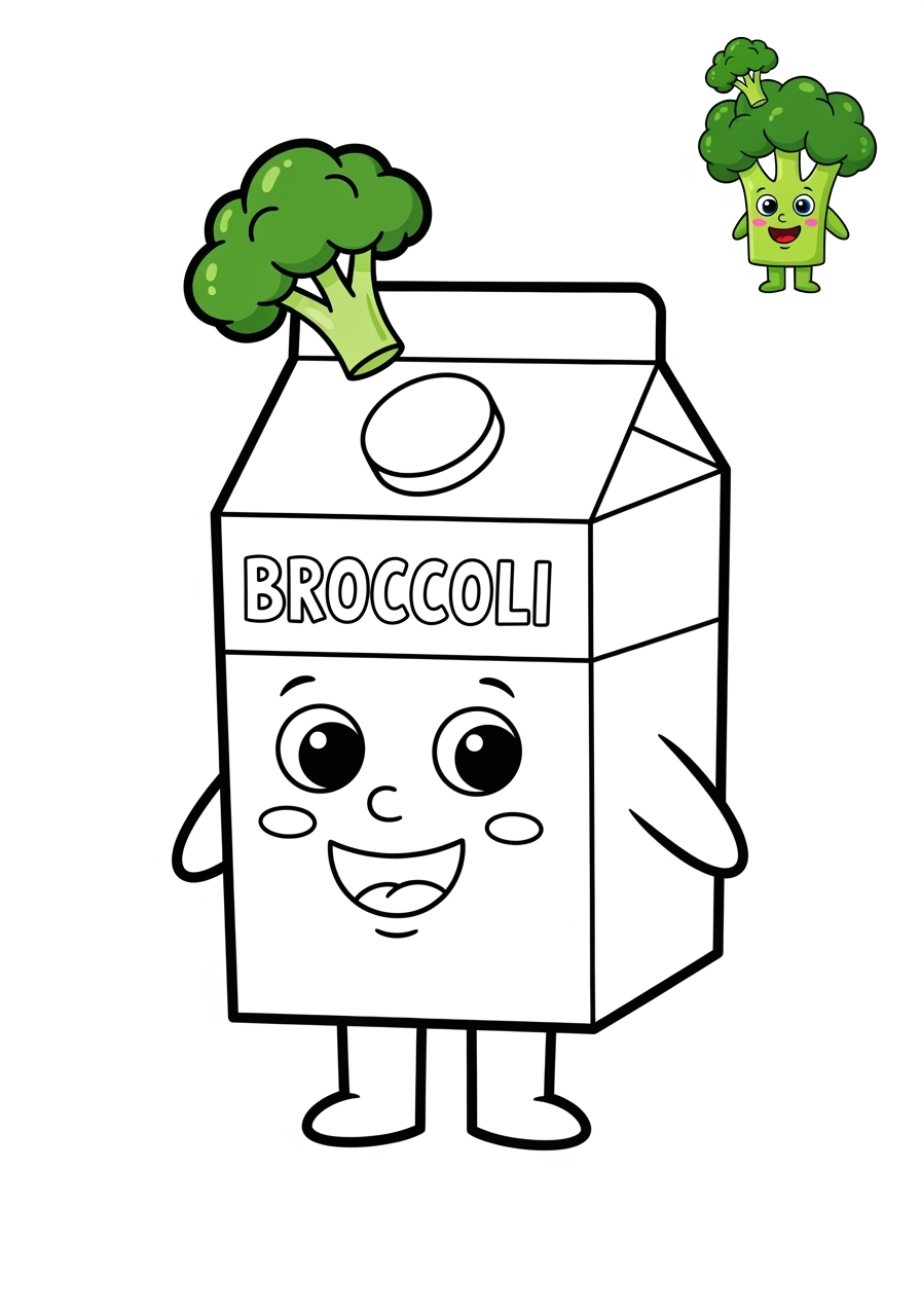 easy food and treats Vegetables broccoli kids coloring page 1