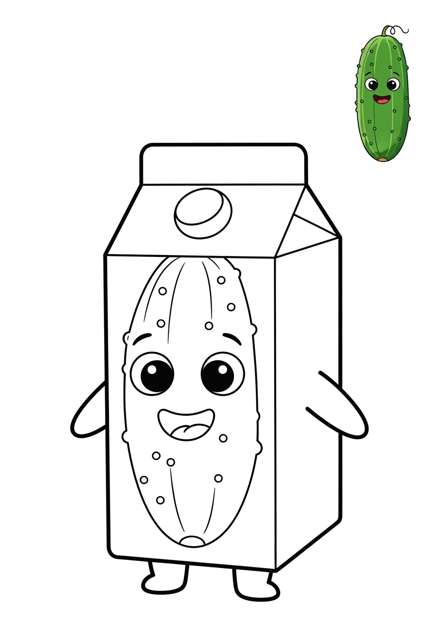 easy food and treats Vegetables cucumber kids coloring page 0