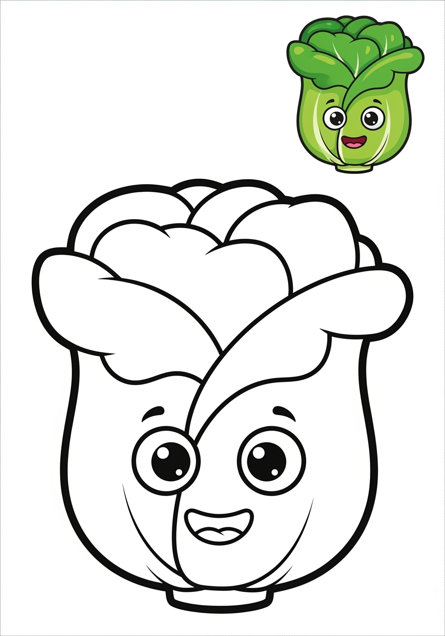 easy food and treats Vegetables lettuce kids coloring page 0