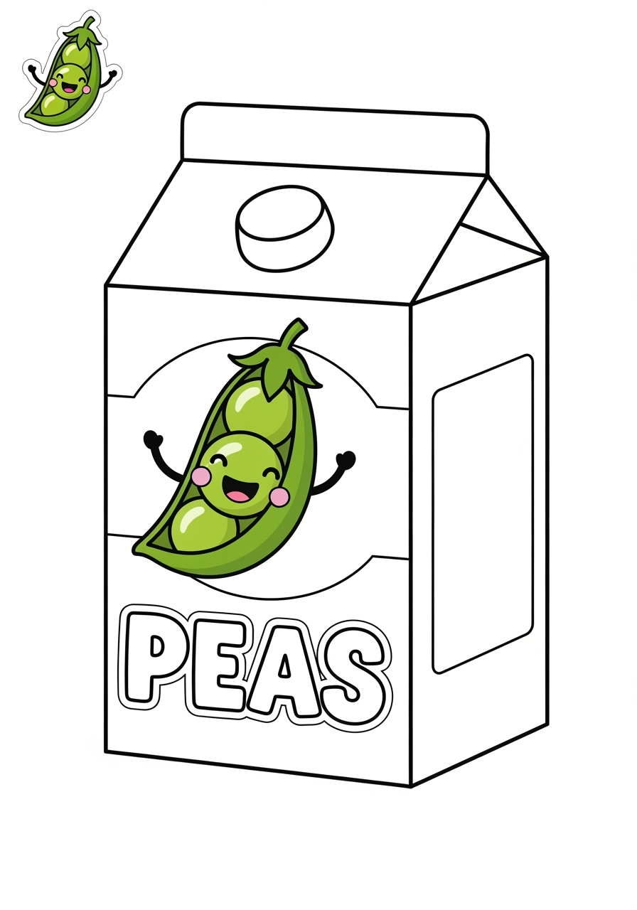 easy food and treats Vegetables peas kids coloring page 1
