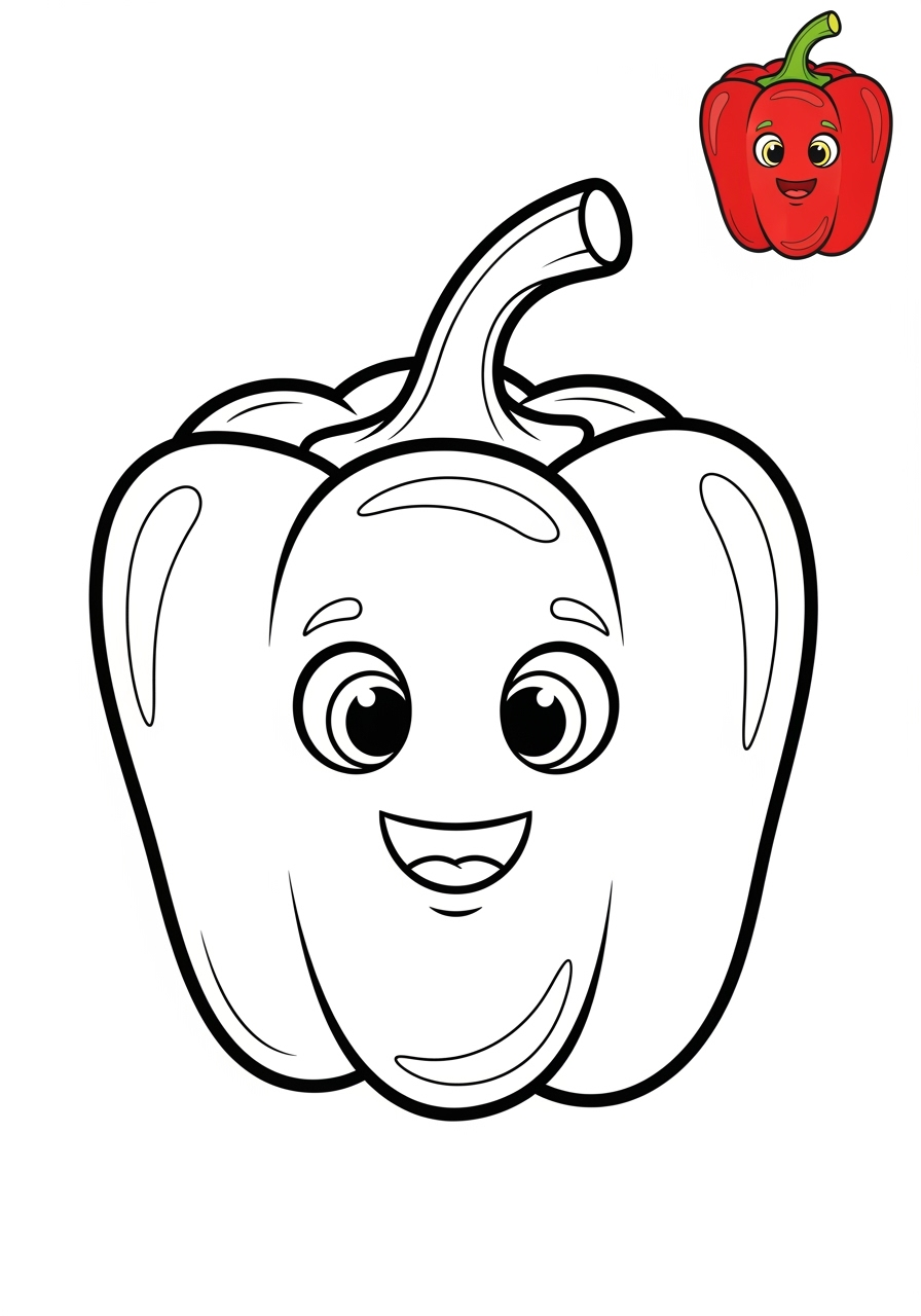 easy food and treats Vegetables pepper kids coloring page 0
