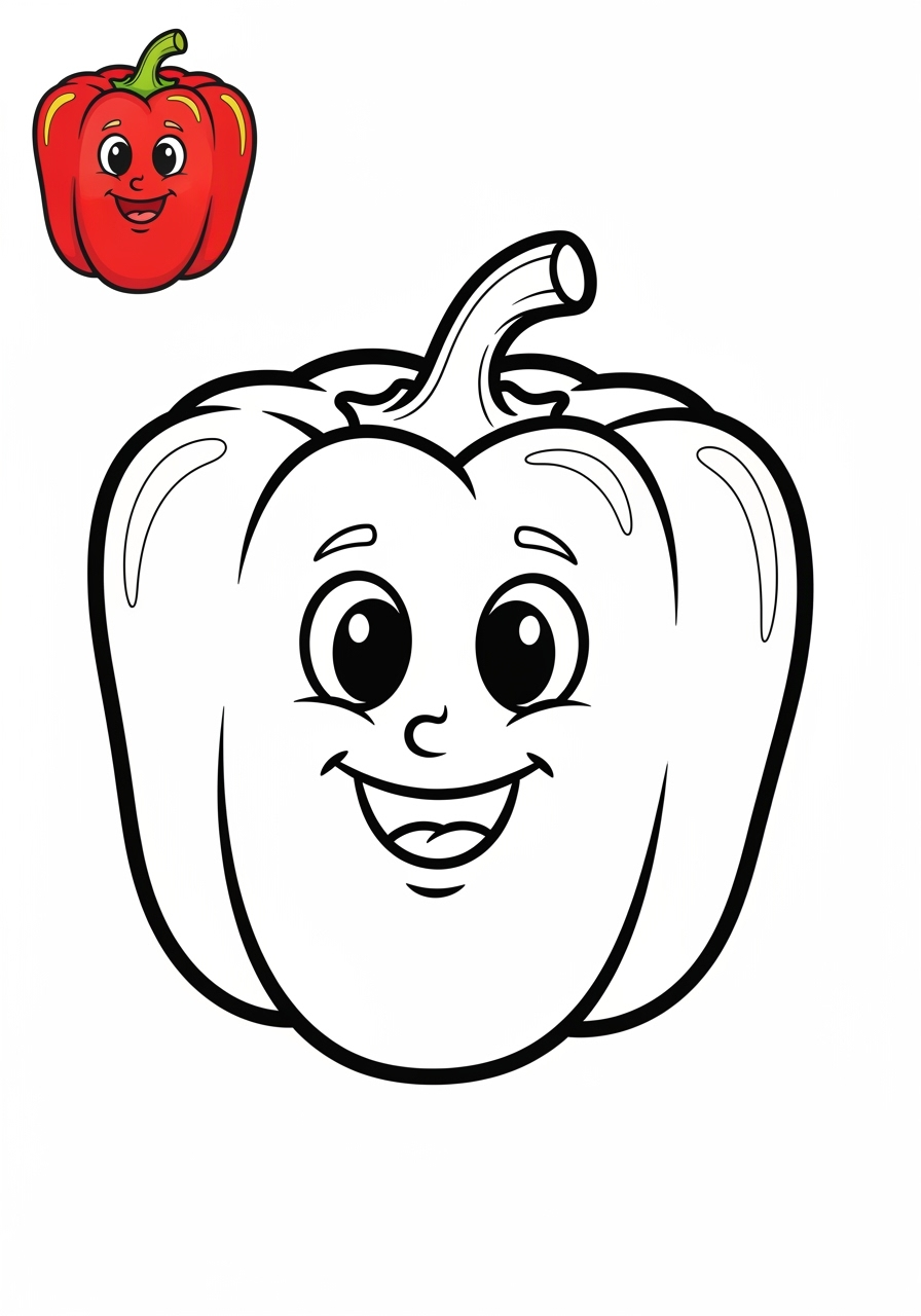 easy food and treats Vegetables pepper kids coloring page 1