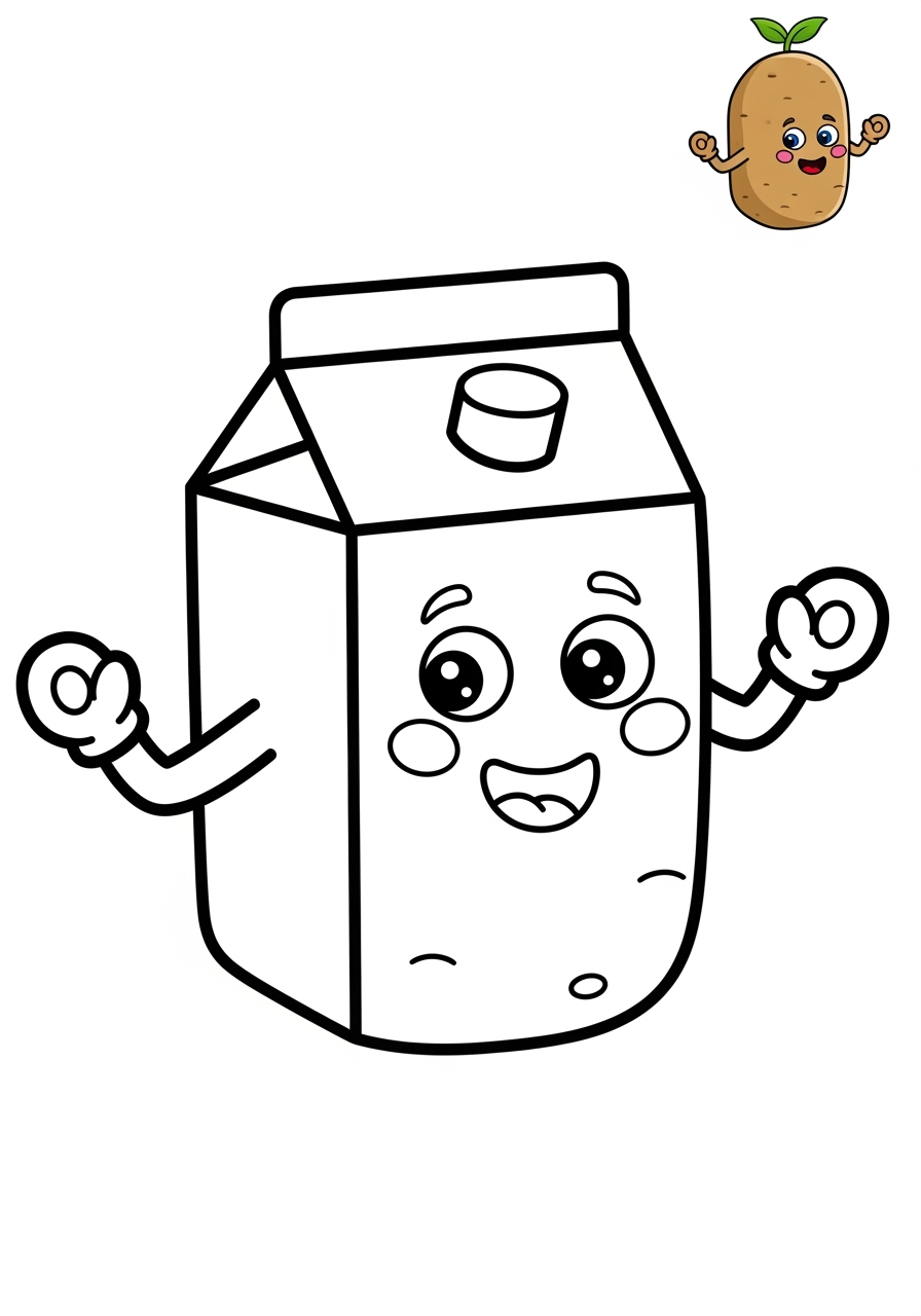 easy food and treats Vegetables potato kids coloring page 1