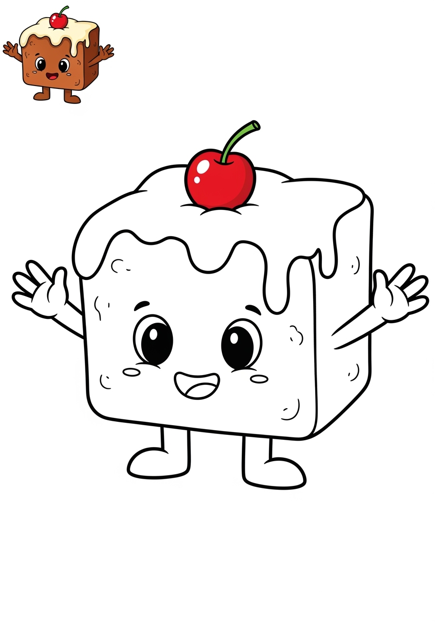 easy food and treats Desserts brownie kids coloring page 1