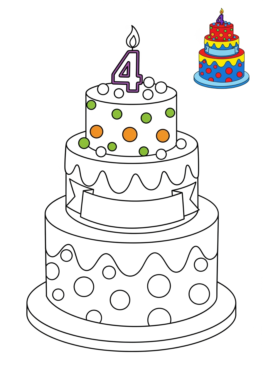 easy food and treats Desserts cake kids coloring page 0
