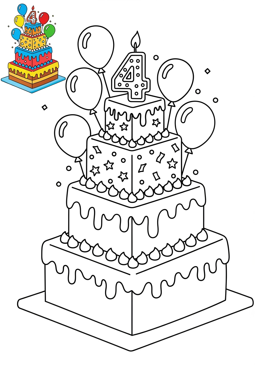 easy food and treats Desserts cake kids coloring page 1