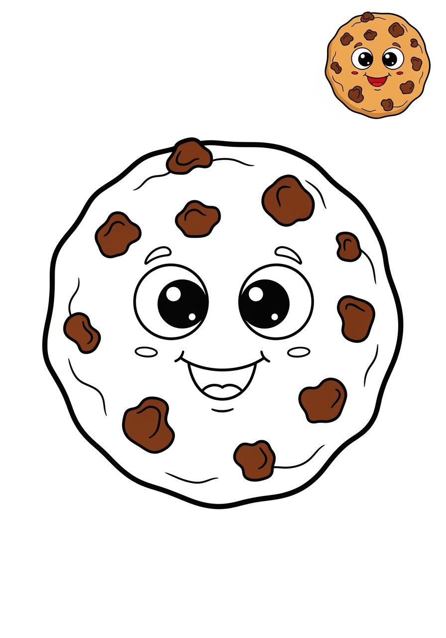 easy food and treats Desserts cookie kids coloring page 0