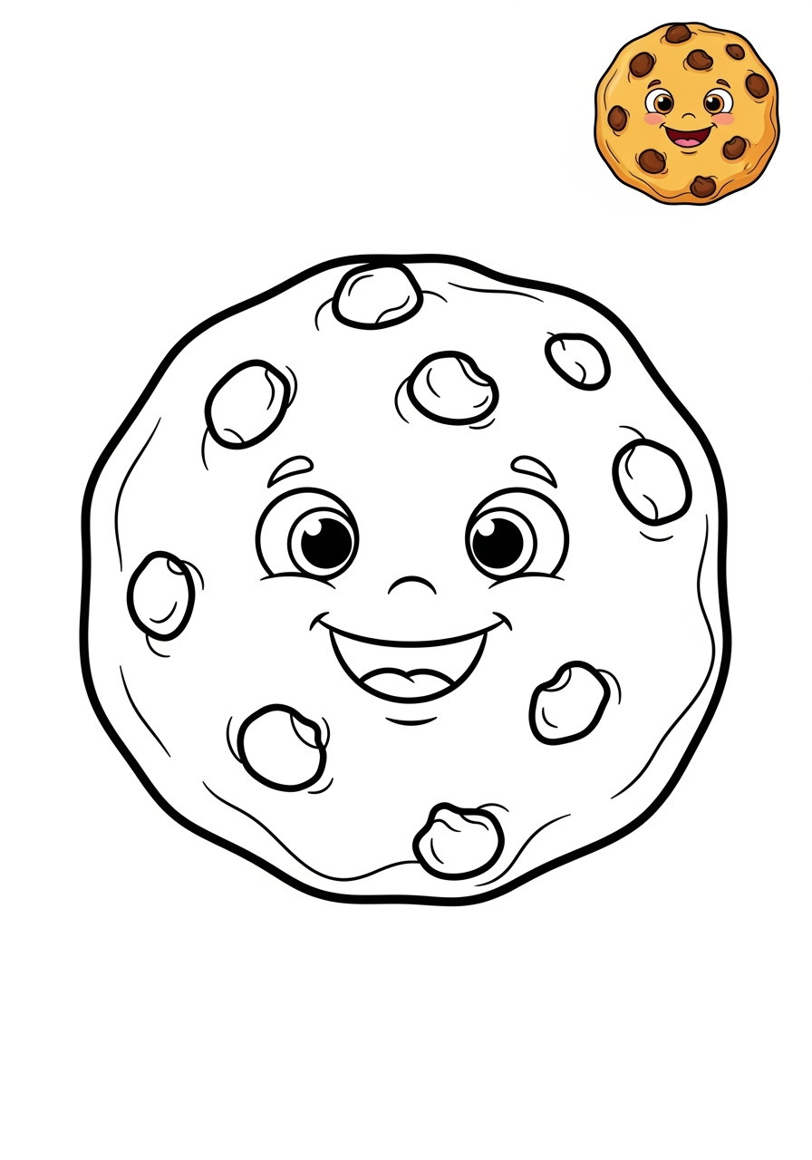 easy food and treats Desserts cookie kids coloring page 1