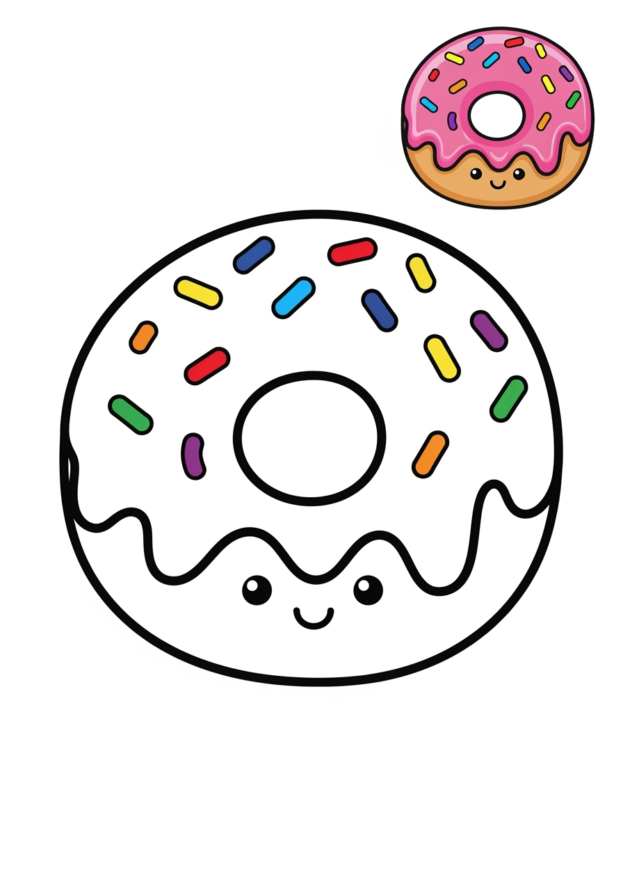 easy food and treats Desserts donut kids coloring page 0