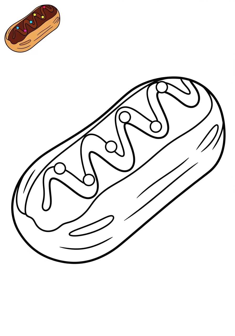 easy food and treats Desserts eclair kids coloring page 0