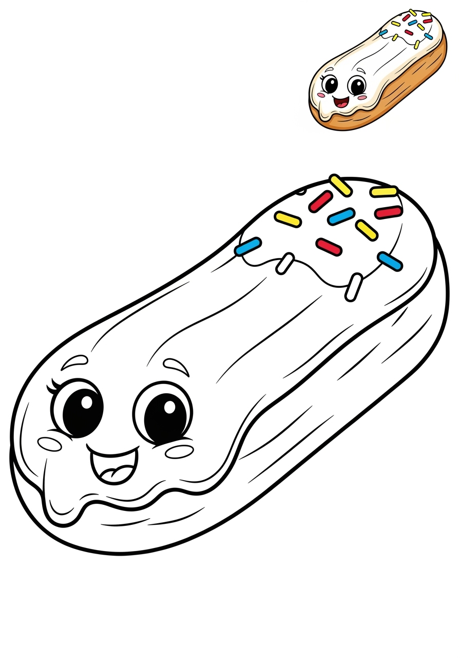 easy food and treats Desserts eclair kids coloring page 1