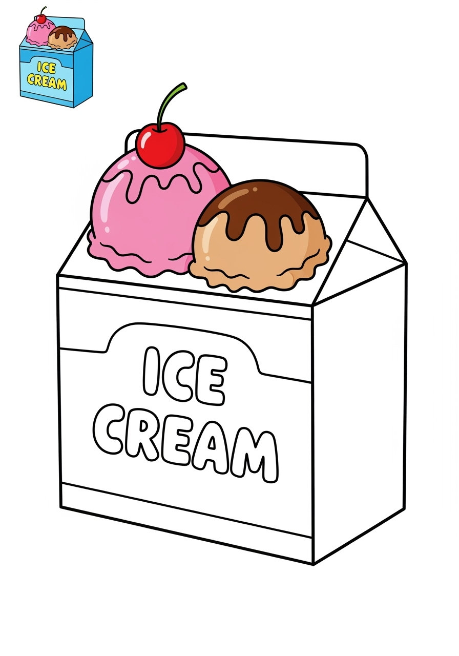 easy food and treats Desserts ice cream kids coloring page 0