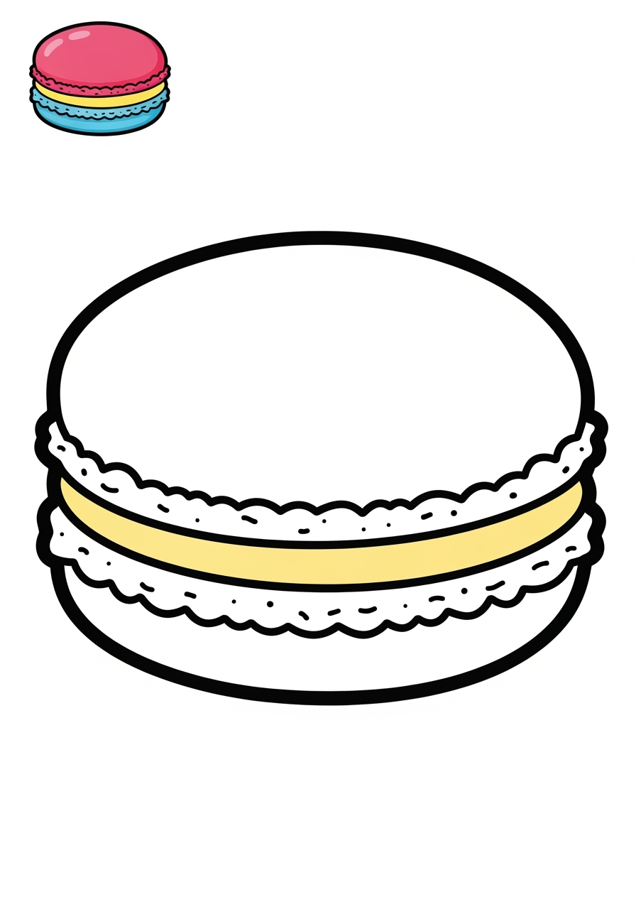 easy food and treats Desserts macaron kids coloring page 0